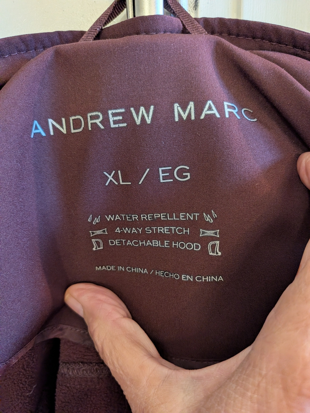Andrew Marc XLG Burgundy Softshell Jacket Detachable Hood Water Repellent - Picture 7 of 14